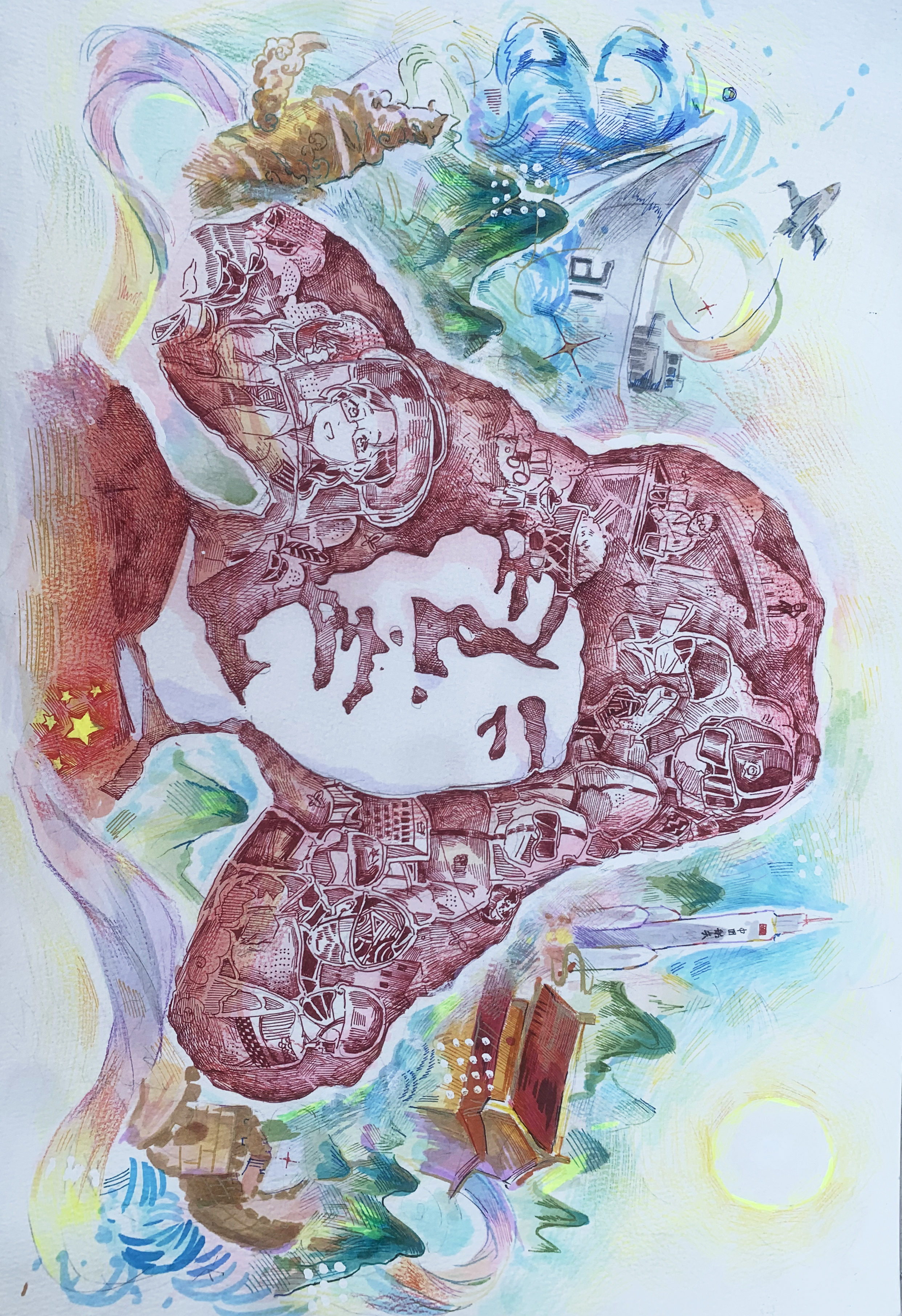 高一美术学生美术作品在雷锋主题活动月中获奖 - 三明市第九中学